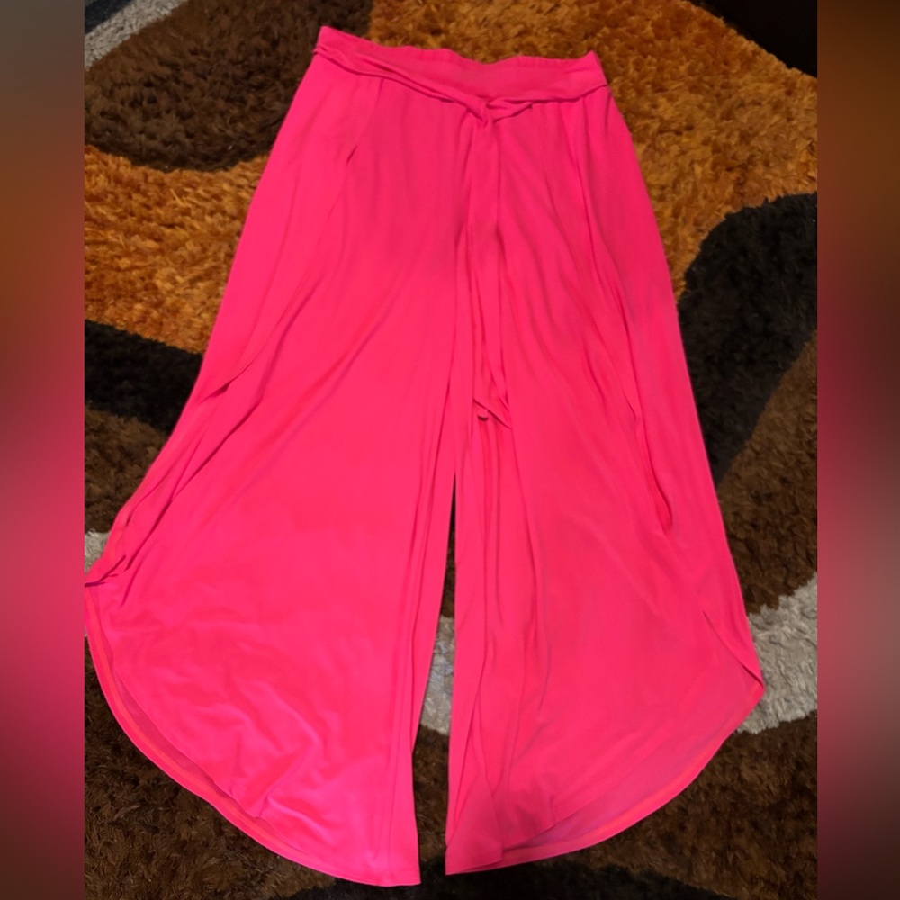 White Birch, Neon Pink, Asymmetrical, Flowing Pants